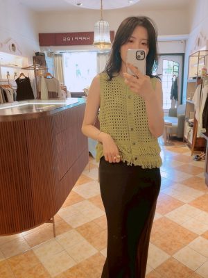 Happies.Tassel Hollow Vest-Light green