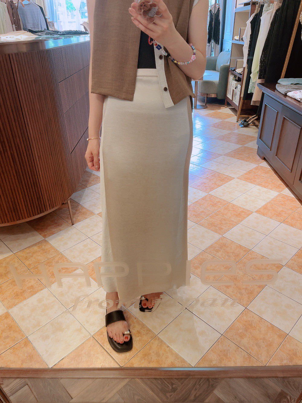 Happies.Woven Satin Skirt-Golden