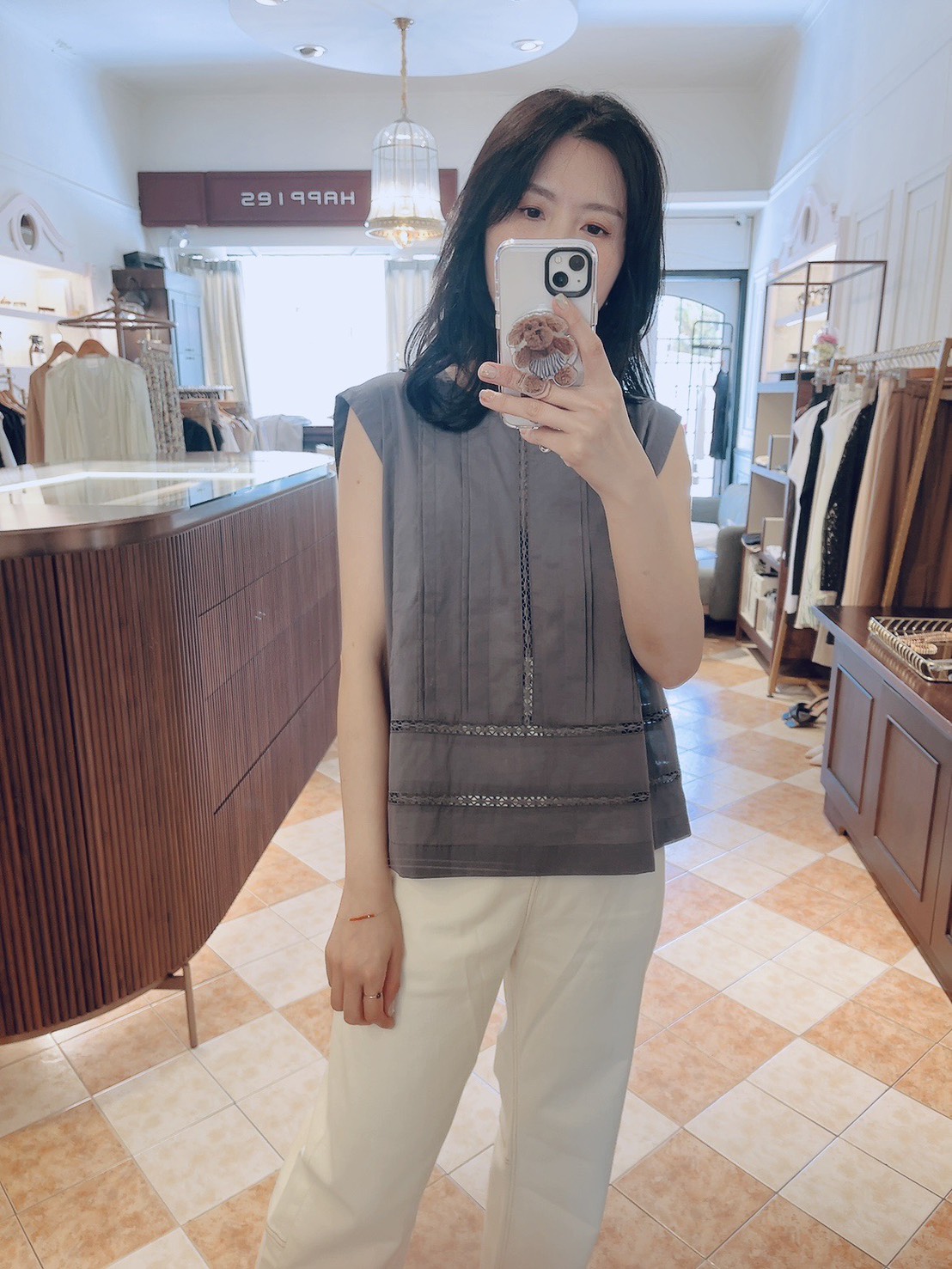 Happies Back Button Lace – Light gray
